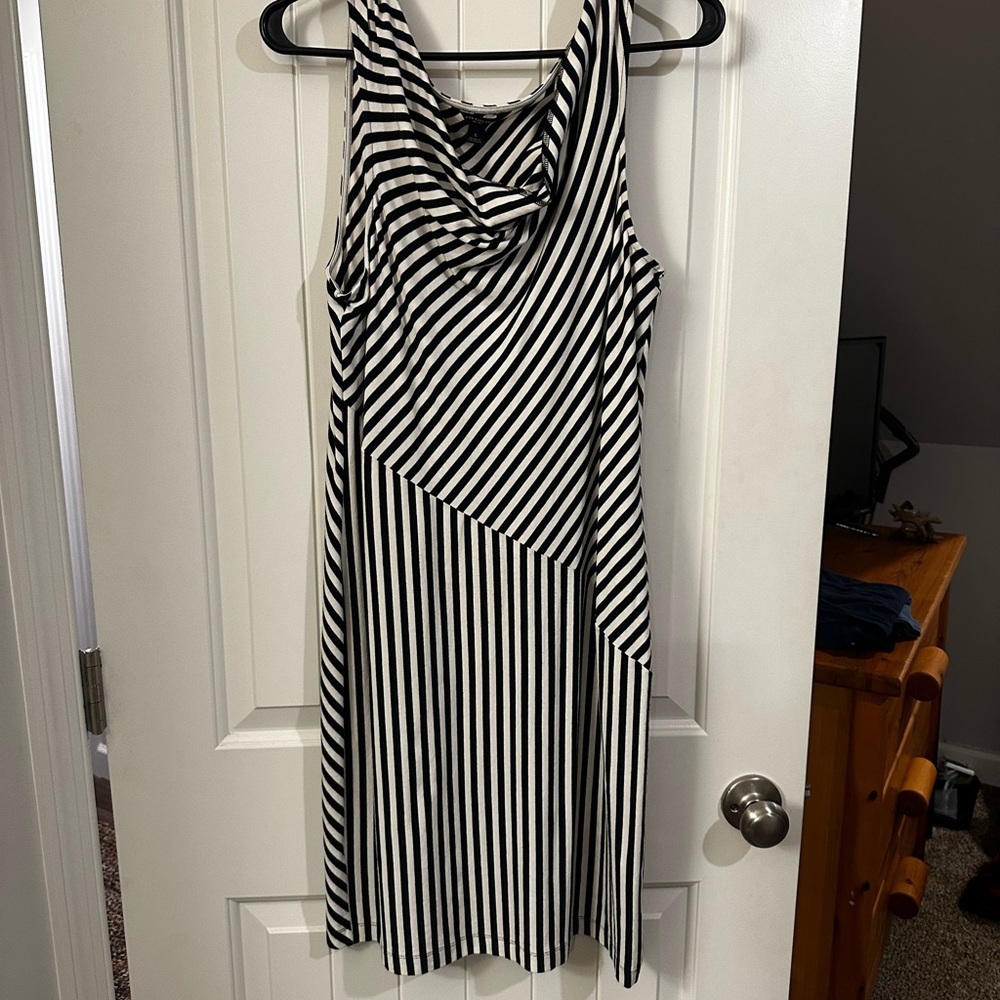 Ann Taylor Asymmetrical Black and White Dress